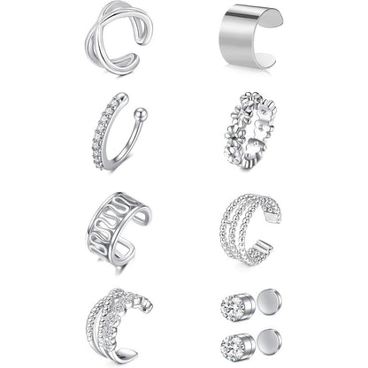 Stud Earrings for Women - Magnetic for Men Multi-Pack - Round Square Embellished Non-Piercing Ear - product detail view 3
