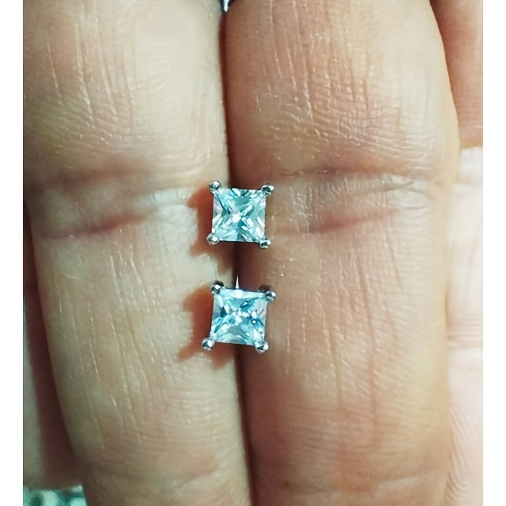 Stud Earrings for Women - Magnetic for Men Multi-Pack - Round Square Embellished Non-Piercing Ear - product detail view 11