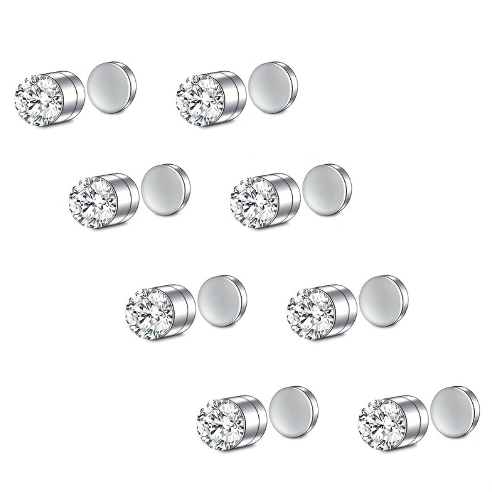 Stud Earrings for Women - Magnetic for Men Multi-Pack - Round Square Embellished Non-Piercing Ear - product detail view 12
