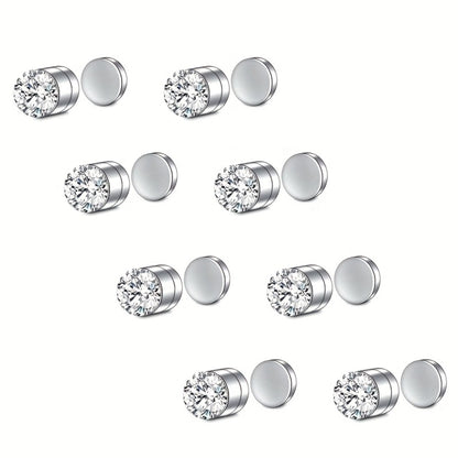 Stud Earrings for Women - Magnetic for Men Multi-Pack - Round Square Embellished Non-Piercing Ear - product detail view 12