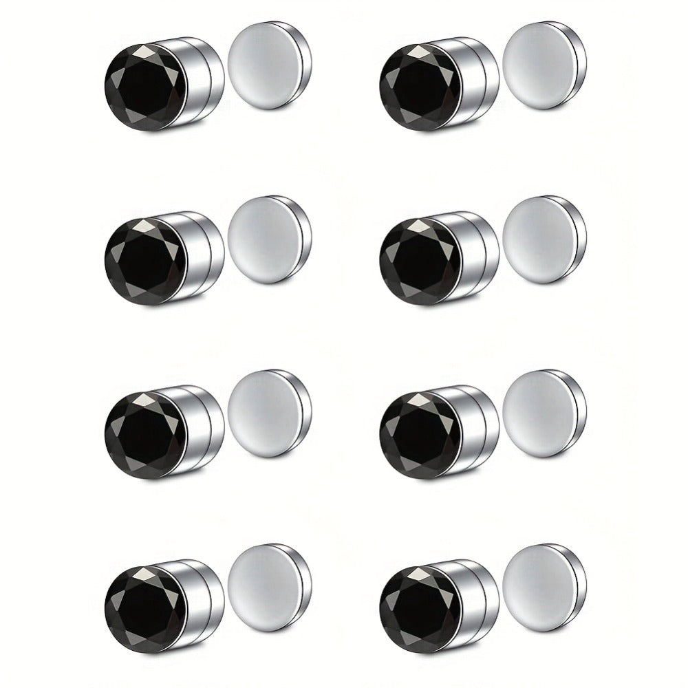 Stud Earrings for Women - Magnetic for Men Multi-Pack - Round Square Embellished Non-Piercing Ear - product detail view 14