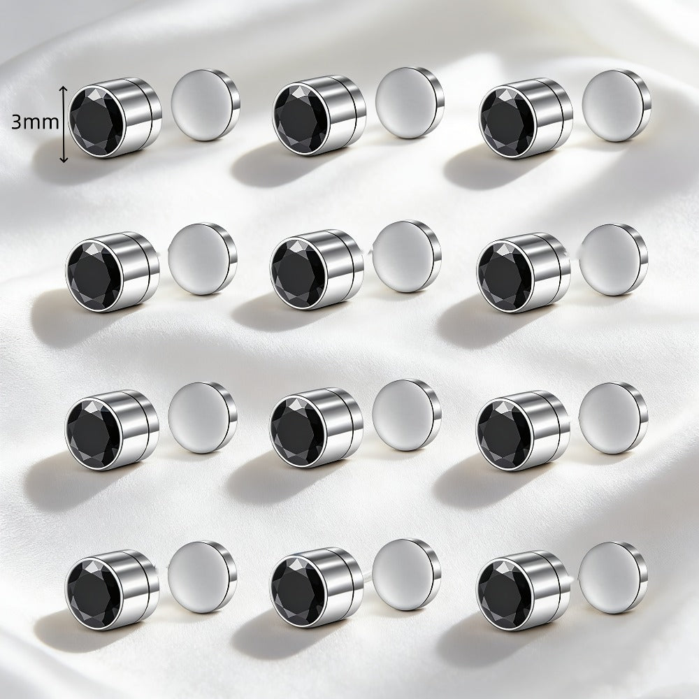 Stud Earrings for Women - Magnetic for Men Multi-Pack - Round Square Embellished Non-Piercing Ear - product detail view 18