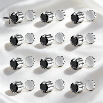Stud Earrings for Women - Magnetic for Men Multi-Pack - Round Square Embellished Non-Piercing Ear - product detail view 18