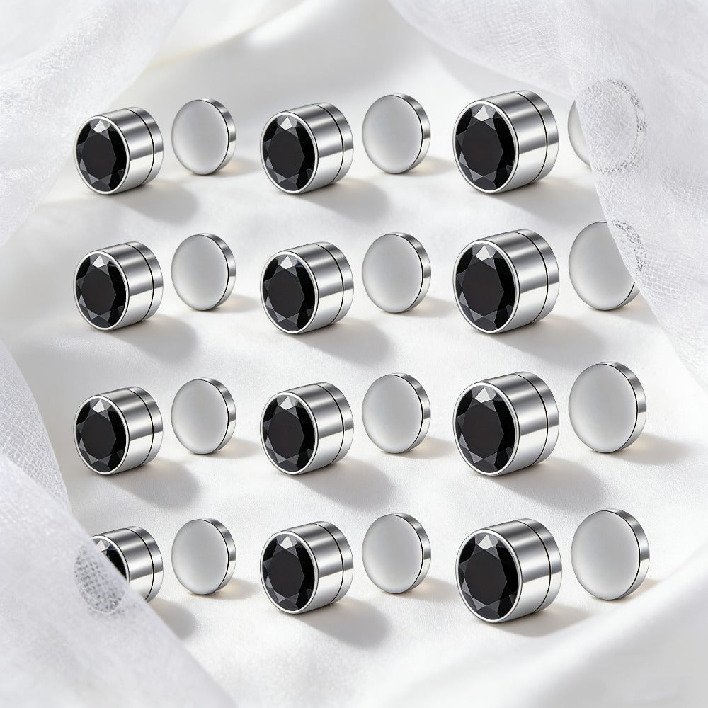 Stud Earrings for Women - Magnetic for Men Multi-Pack - Round Square Embellished Non-Piercing Ear - product detail view 19