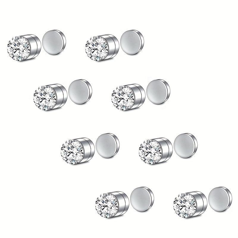 Stud Earrings for Women - Magnetic for Men Multi-Pack - Round Square Embellished Non-Piercing Ear - product detail view 23
