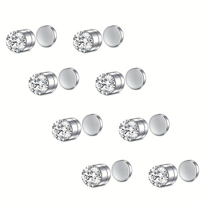 Stud Earrings for Women - Magnetic for Men Multi-Pack - Round Square Embellished Non-Piercing Ear - product detail view 23