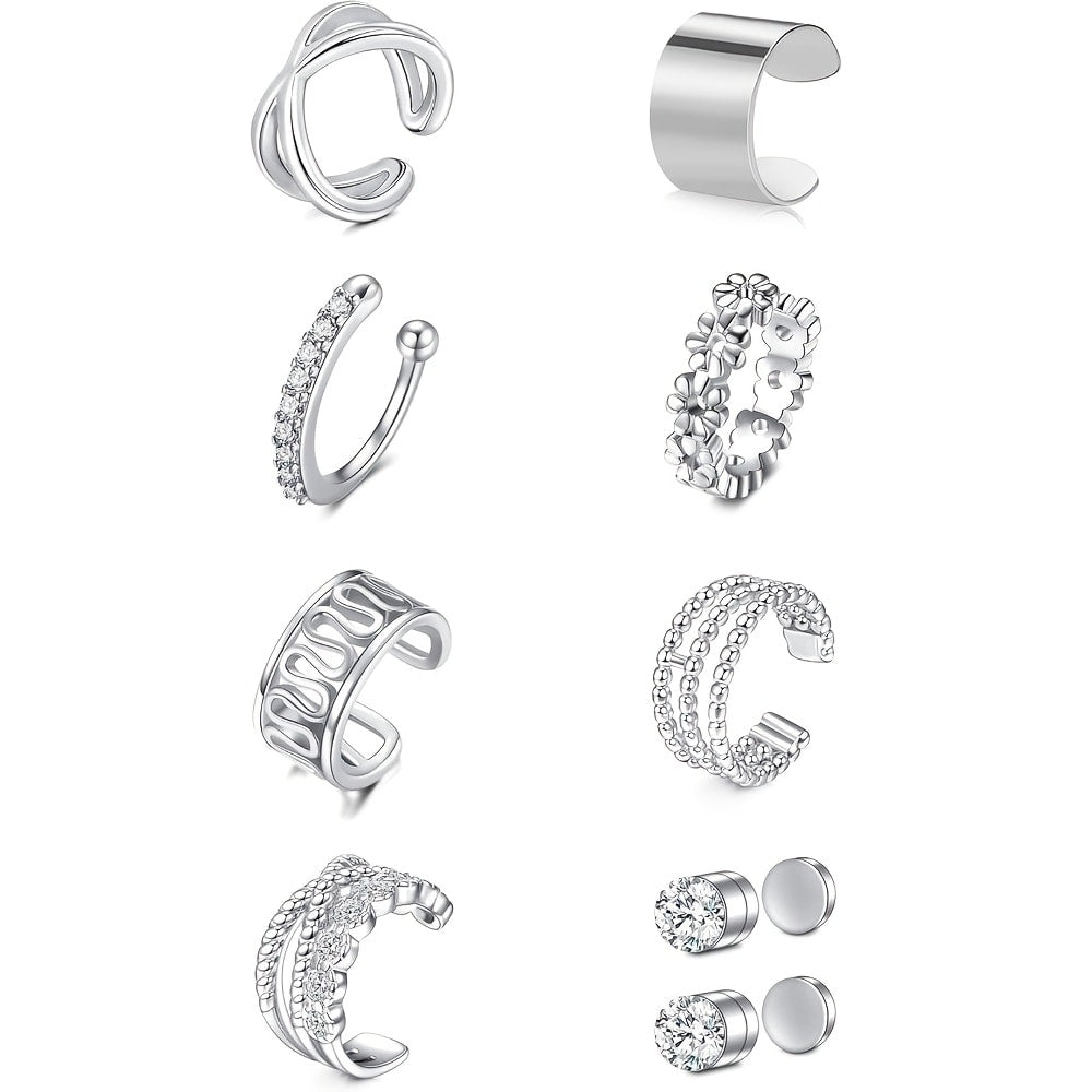 Stud Earrings for Women - Magnetic for Men Multi-Pack - Round Square Embellished Non-Piercing Ear - product detail view 28