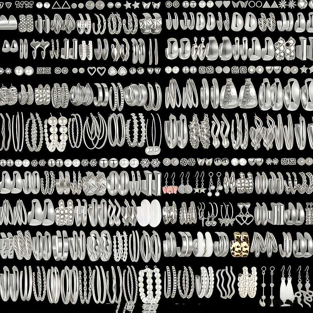 Stud Earrings for Women - Minimalist Earring Set 48 Pairs Alloy Drop for Assorted Styles Everyday - product detail view 3