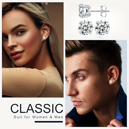 Stud Earrings for Women - Moissanite 18K Gold Plated 925 Sterling Silver D Color VVS1 Brilliant - main product view