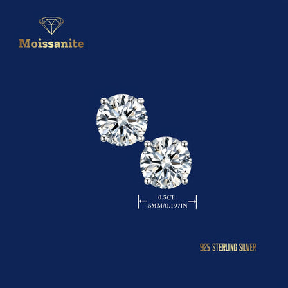 Stud Earrings for Women - Moissanite 18K Gold Plated 925 Sterling Silver D Color VVS1 Brilliant - product detail view 3