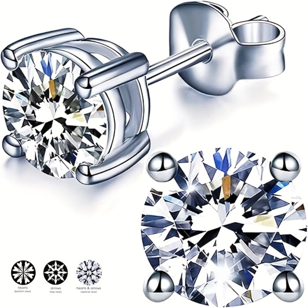 Stud Earrings for Women - Moissanite 18K Gold Plated 925 Sterling Silver D Color VVS1 Brilliant - product detail view 6