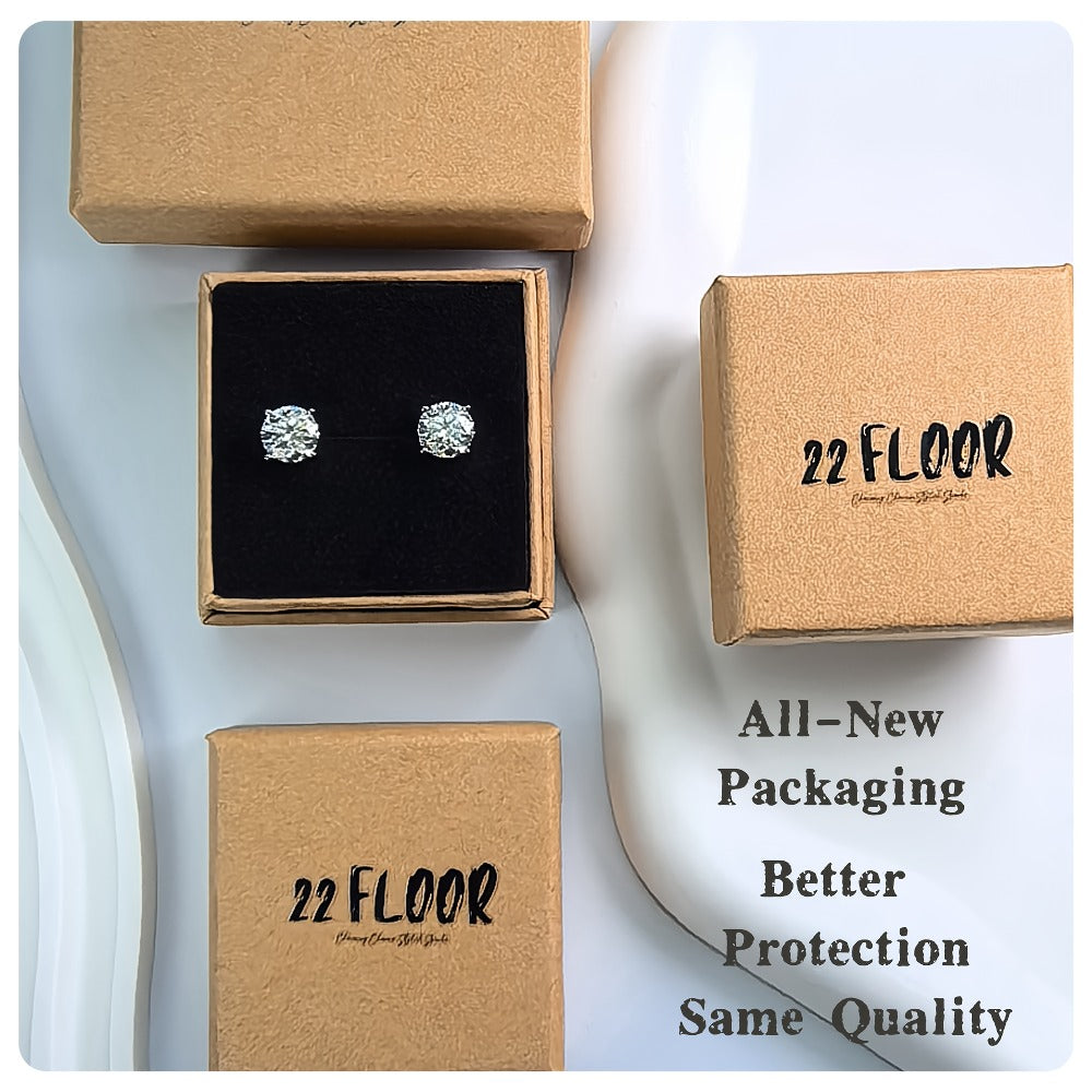 Stud Earrings for Women - Moissanite 18K Gold Plated 925 Sterling Silver D Color VVS1 Brilliant - product detail view 14