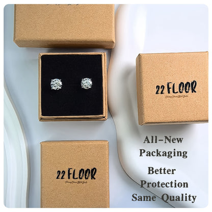 Stud Earrings for Women - Moissanite 18K Gold Plated 925 Sterling Silver D Color VVS1 Brilliant - product detail view 14