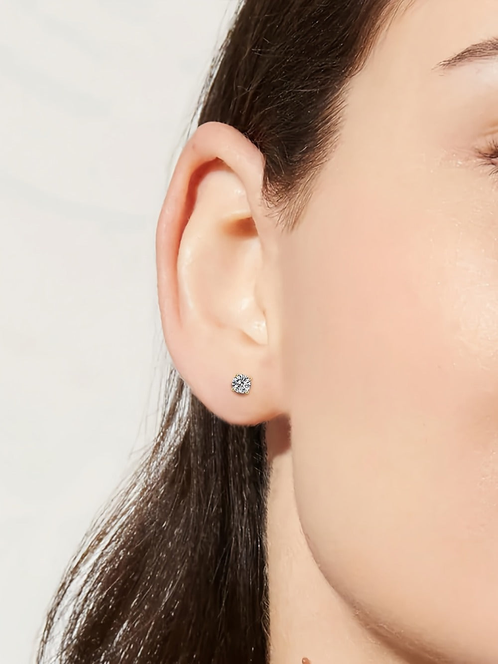 Stud Earrings for Women - Moissanite 18K Gold Plated 925 Sterling Silver D Color VVS1 Brilliant - product detail view 18