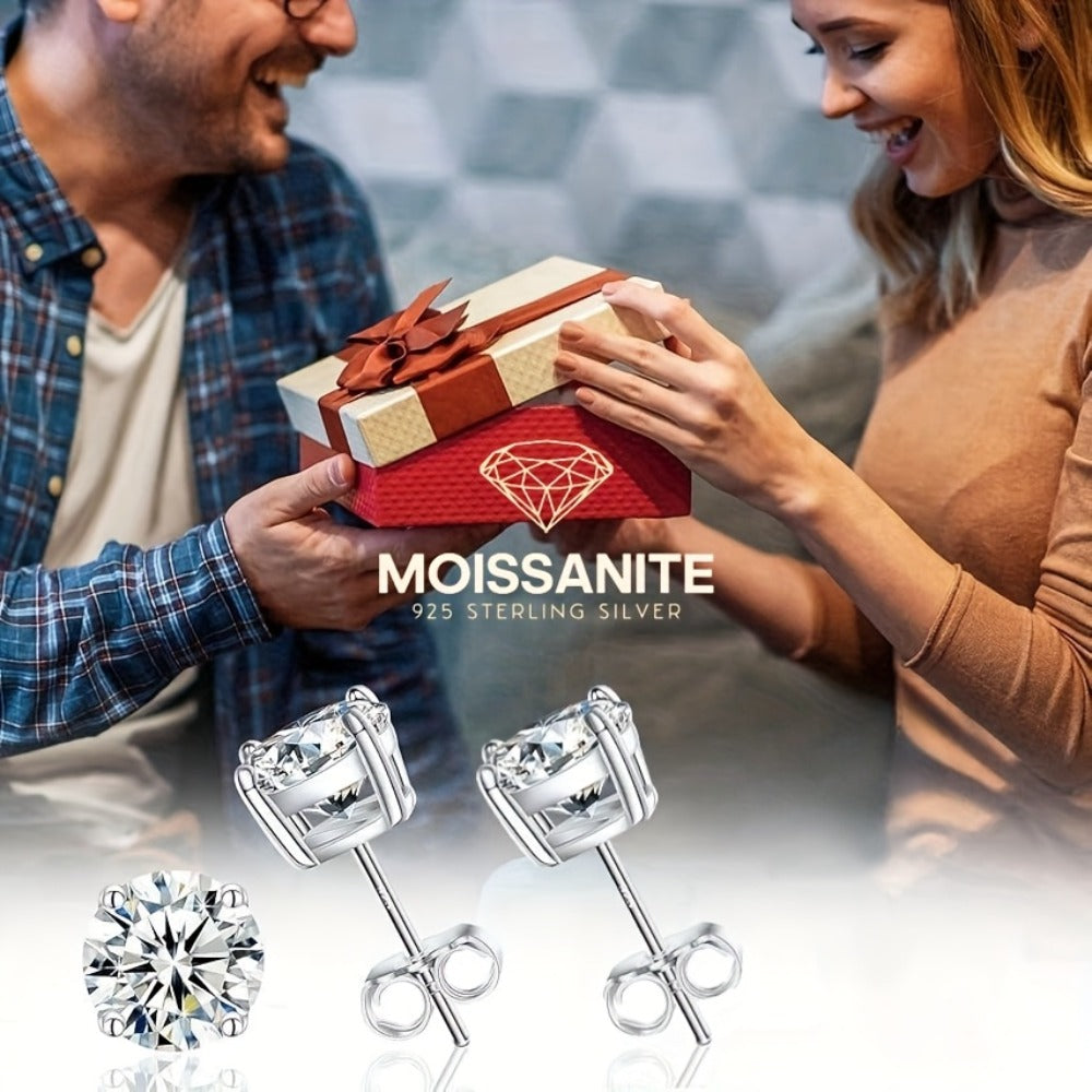 Stud Earrings for Women - Moissanite 18K Gold Plated 925 Sterling Silver D Color VVS1 Brilliant - product detail view 19