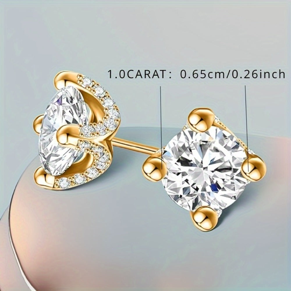 Stud Earrings for Women - Moissanite for & Men 2 Carat S925 Silver Plated, Bohemian Chic Elegant - product detail view 2