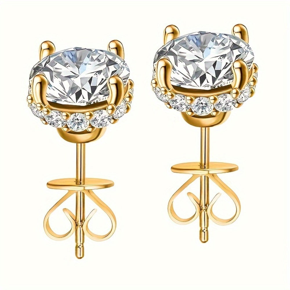 Stud Earrings for Women - Moissanite for & Men 2 Carat S925 Silver Plated, Bohemian Chic Elegant - product detail view 4