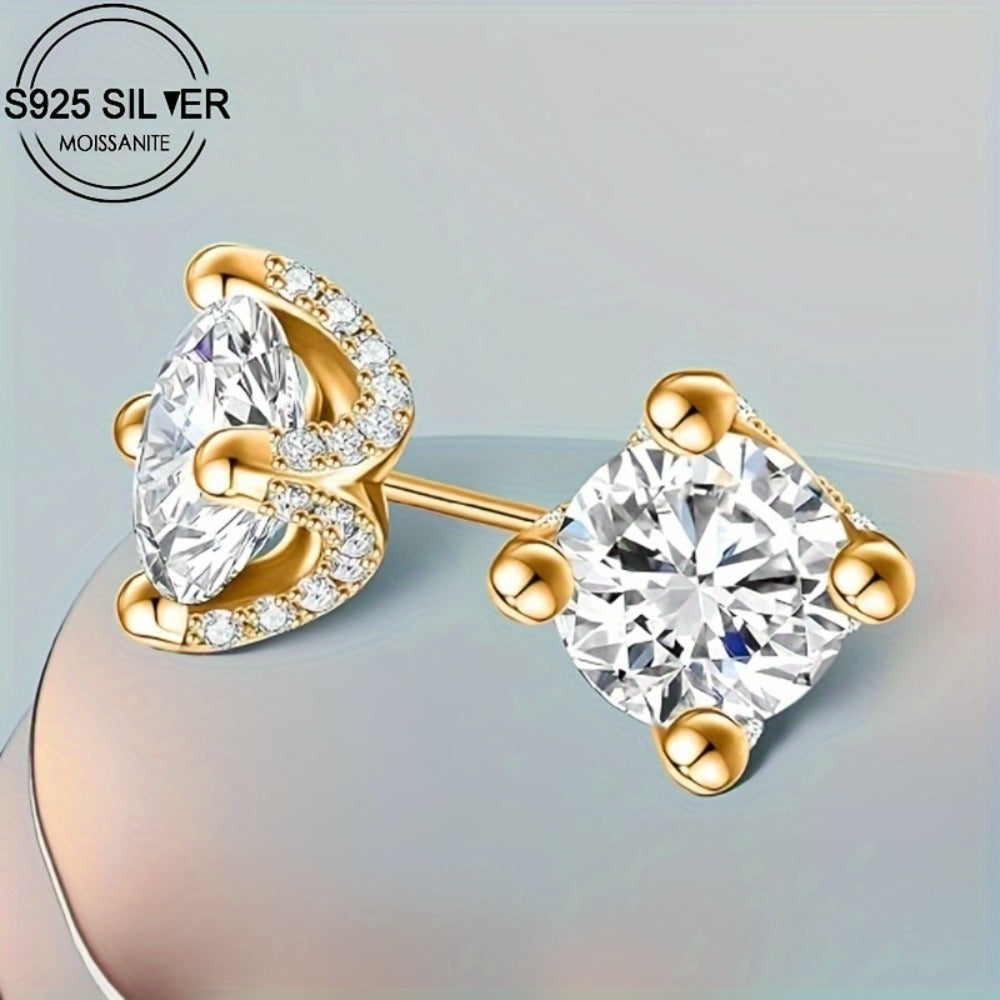 Stud Earrings for Women - Moissanite for & Men 2 Carat S925 Silver Plated, Bohemian Chic Elegant - product detail view 7