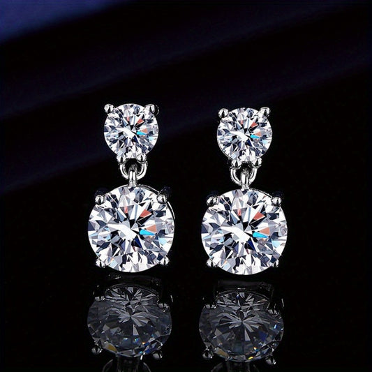 Stud Earrings for Women - Moissanite 5 Carats 925 Sterling Silver Brilliant Round Cut Drop Fine - main product view