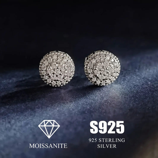 Stud Earrings for Women - Moissanite 925 Sterling Silver 0.43ct Round Full Plate Minimalist Ear - main product view