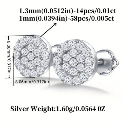 Stud Earrings for Women - Moissanite 925 Sterling Silver 0.43ct Round Full Plate Minimalist Ear - product detail view 4