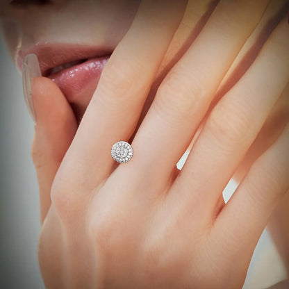 Stud Earrings for Women - Moissanite 925 Sterling Silver 0.43ct Round Full Plate Minimalist Ear - product detail view 5