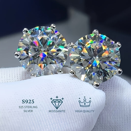 Stud Earrings for Women - Moissanite 925 Sterling Silver 0.5-3 Carat Diamond Alternative Sparkling - main product view