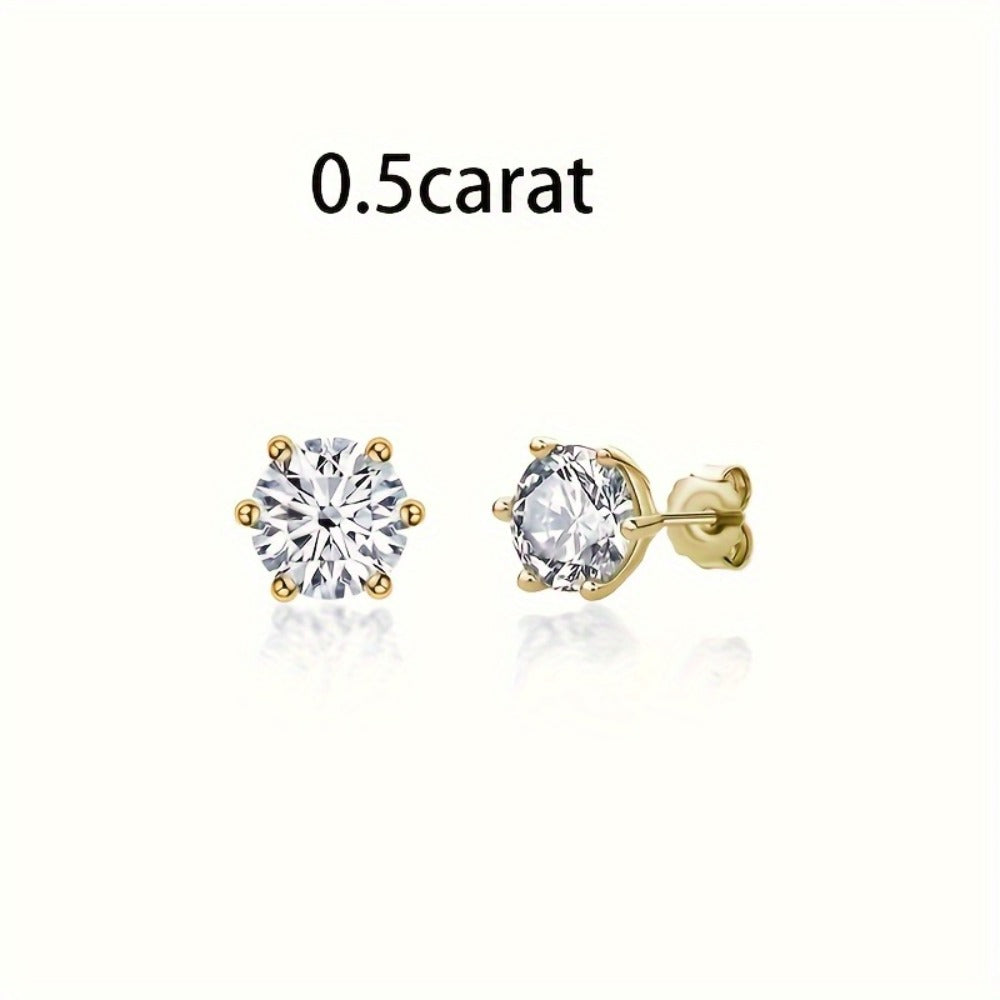Stud Earrings for Women - Moissanite 925 Sterling Silver 0.5-3 Carat Diamond Alternative Sparkling - product detail view 3
