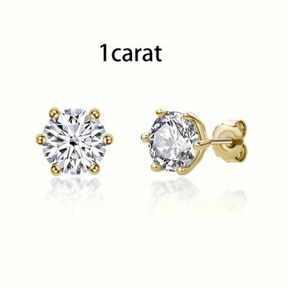 Stud Earrings for Women - Moissanite 925 Sterling Silver 0.5-3 Carat Diamond Alternative Sparkling - product detail view 5
