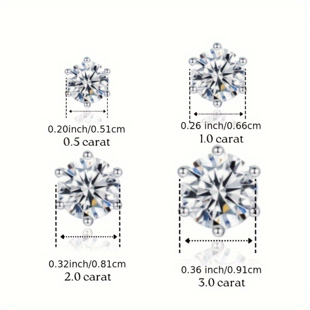 Stud Earrings for Women - Moissanite 925 Sterling Silver 0.5-3 Carat Diamond Alternative Sparkling - product detail view 8