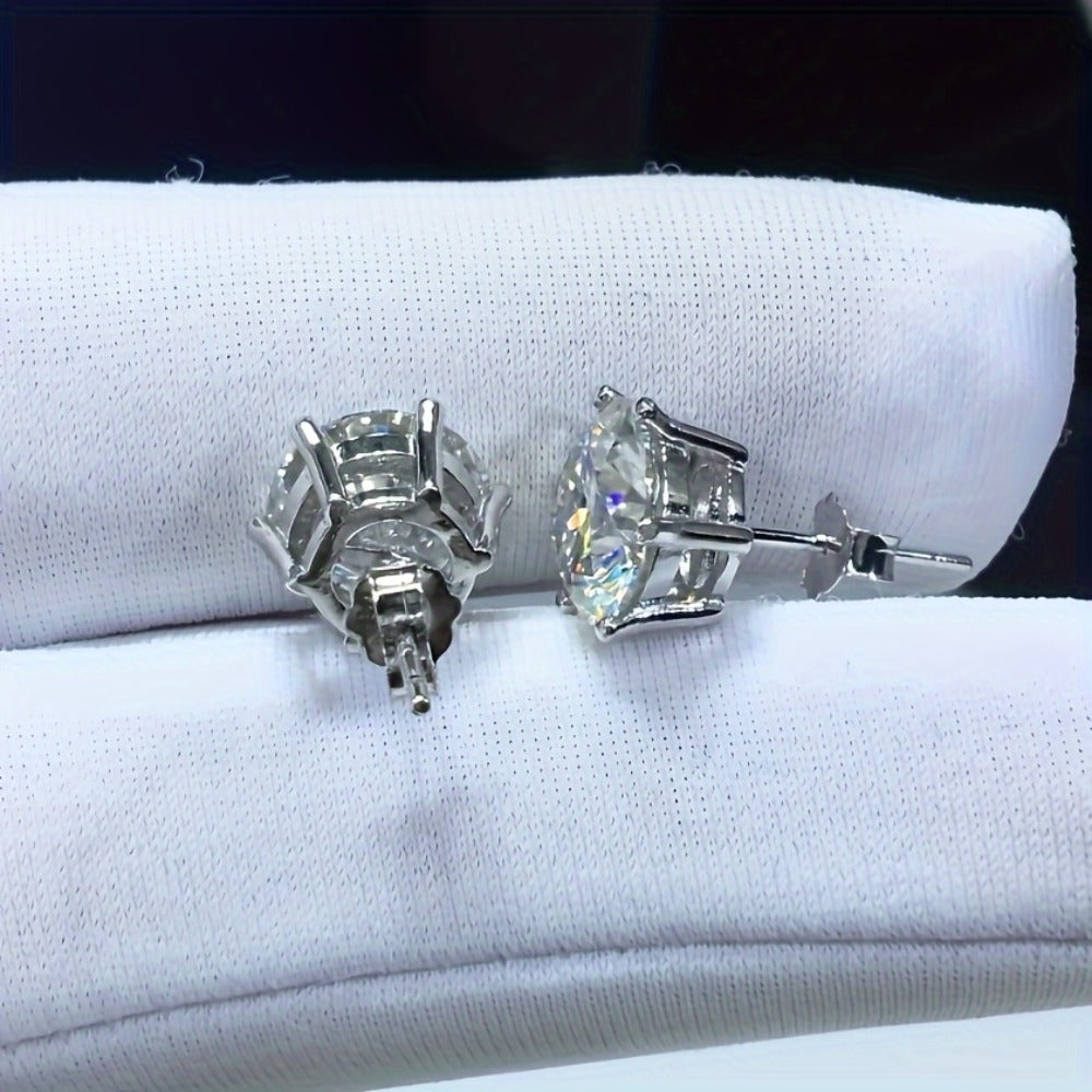 Stud Earrings for Women - Moissanite 925 Sterling Silver 0.5-3 Carat Diamond Alternative Sparkling - product detail view 10