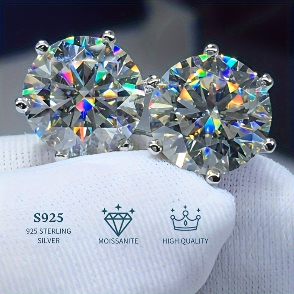Stud Earrings for Women - Moissanite 925 Sterling Silver 0.5-3 Carat Diamond Alternative Sparkling - product detail view 11