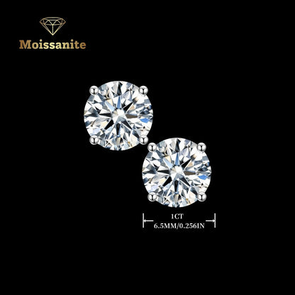 Stud Earrings for Women - Moissanite 925 Sterling Silver - D Color VVS Clarity Brilliant Round Cut - product detail view 5