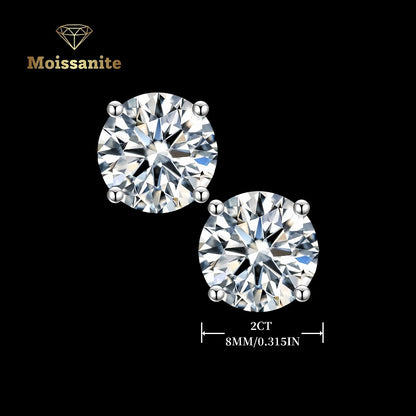 Stud Earrings for Women - Moissanite 925 Sterling Silver - D Color VVS Clarity Brilliant Round Cut - product detail view 7