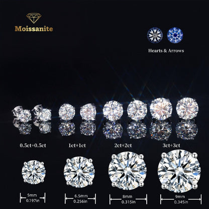 Stud Earrings for Women - Moissanite 925 Sterling Silver - D Color VVS Clarity Brilliant Round Cut - product detail view 15
