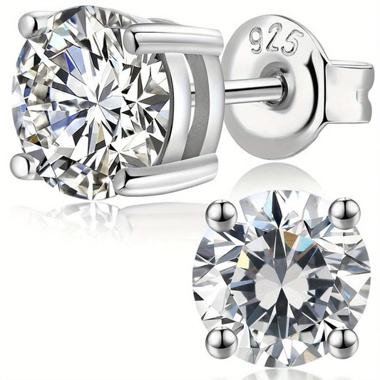 Stud Earrings for Women - Moissanite 925 Sterling Silver D Color VVS1 Round Cut 1CT 2CT 3CT 4CT - main product view