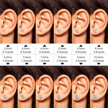Stud Earrings for Women - Moissanite 925 Sterling Silver D Color VVS1 Round Cut 1CT 2CT 3CT 4CT - product detail view 4