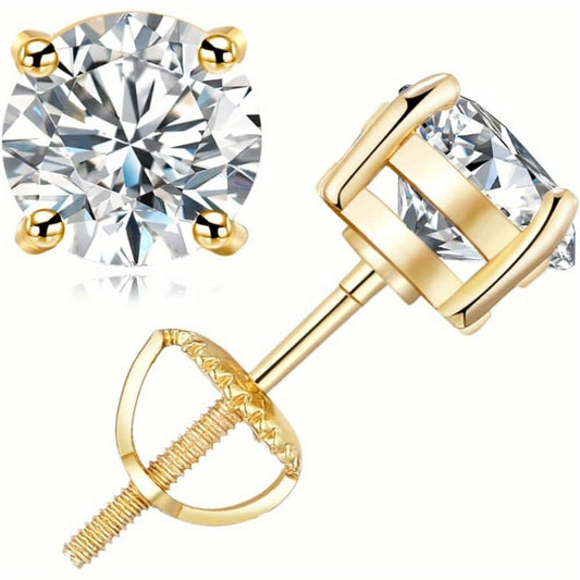 Stud Earrings for Women - Moissanite Bead 925 Sterling Silver for & Men - 6mm Round Sparkling - main product view