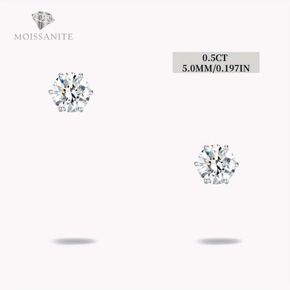 Stud Earrings for Women - Moissanite D Color VVS 925 Sterling Silver Brilliant Round Cut, 1CT to 6CT - product detail view 3
