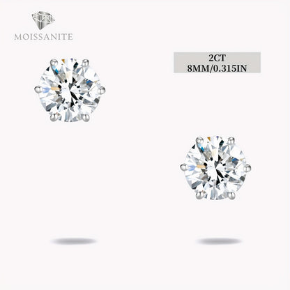 Stud Earrings for Women - Moissanite D Color VVS 925 Sterling Silver Brilliant Round Cut, 1CT to 6CT - product detail view 7