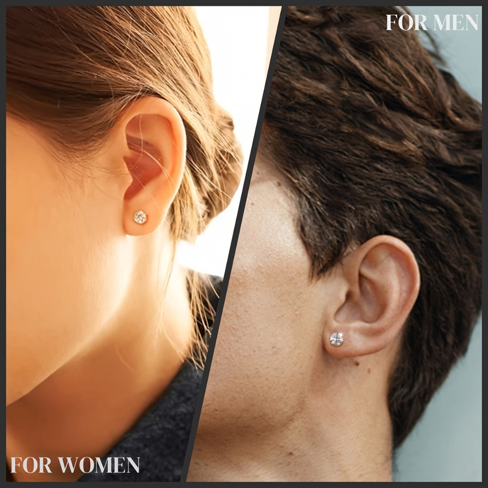 Stud Earrings for Women - Moissanite D Color VVS 925 Sterling Silver Brilliant Round Cut, 1CT to 6CT - product detail view 10