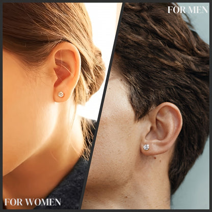 Stud Earrings for Women - Moissanite D Color VVS 925 Sterling Silver Brilliant Round Cut, 1CT to 6CT - product detail view 10