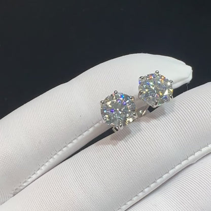 Stud Earrings for Women - Moissanite D Color VVS 925 Sterling Silver Brilliant Round Cut, 1CT to 6CT - product detail view 16