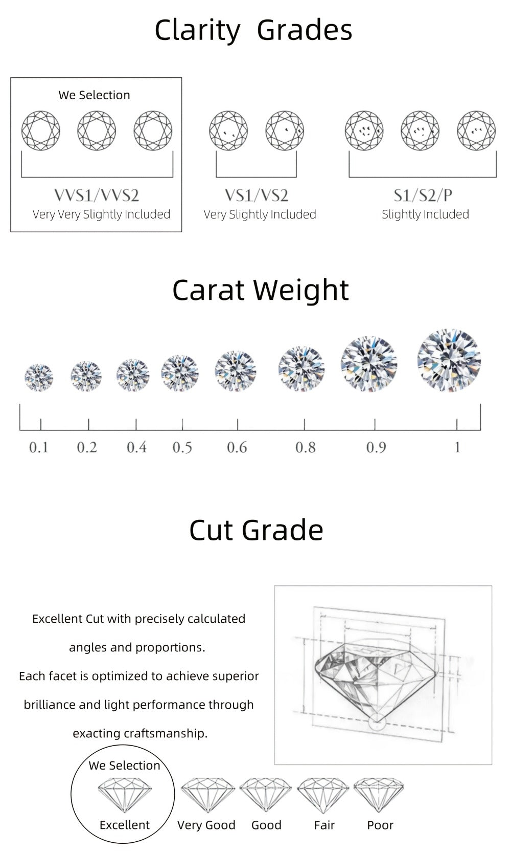 Stud Earrings for Women - Moissanite D Color VVS 925 Sterling Silver Brilliant Round Cut, 1CT to 6CT - product detail view 22