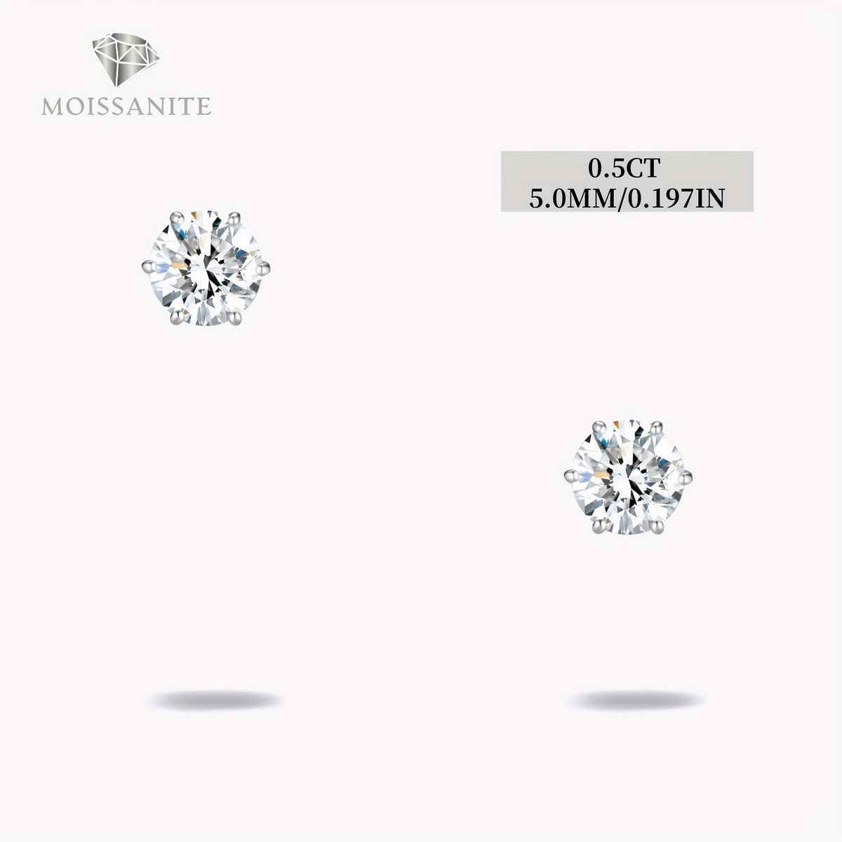 Stud Earrings for Women - Moissanite D Color VVS 925 Sterling Silver Brilliant Round Cut, 1CT to 6CT - product detail view 26