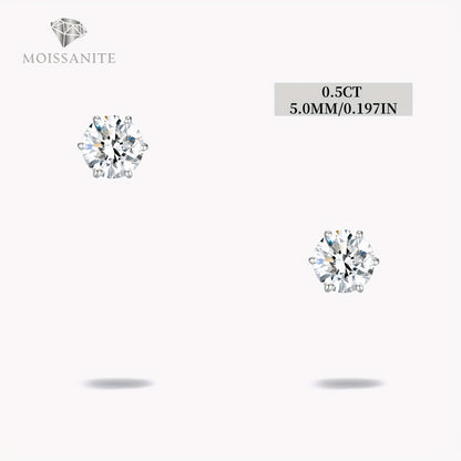 Stud Earrings for Women - Moissanite D Color VVS 925 Sterling Silver Brilliant Round Cut, 1CT to 6CT - product detail view 26