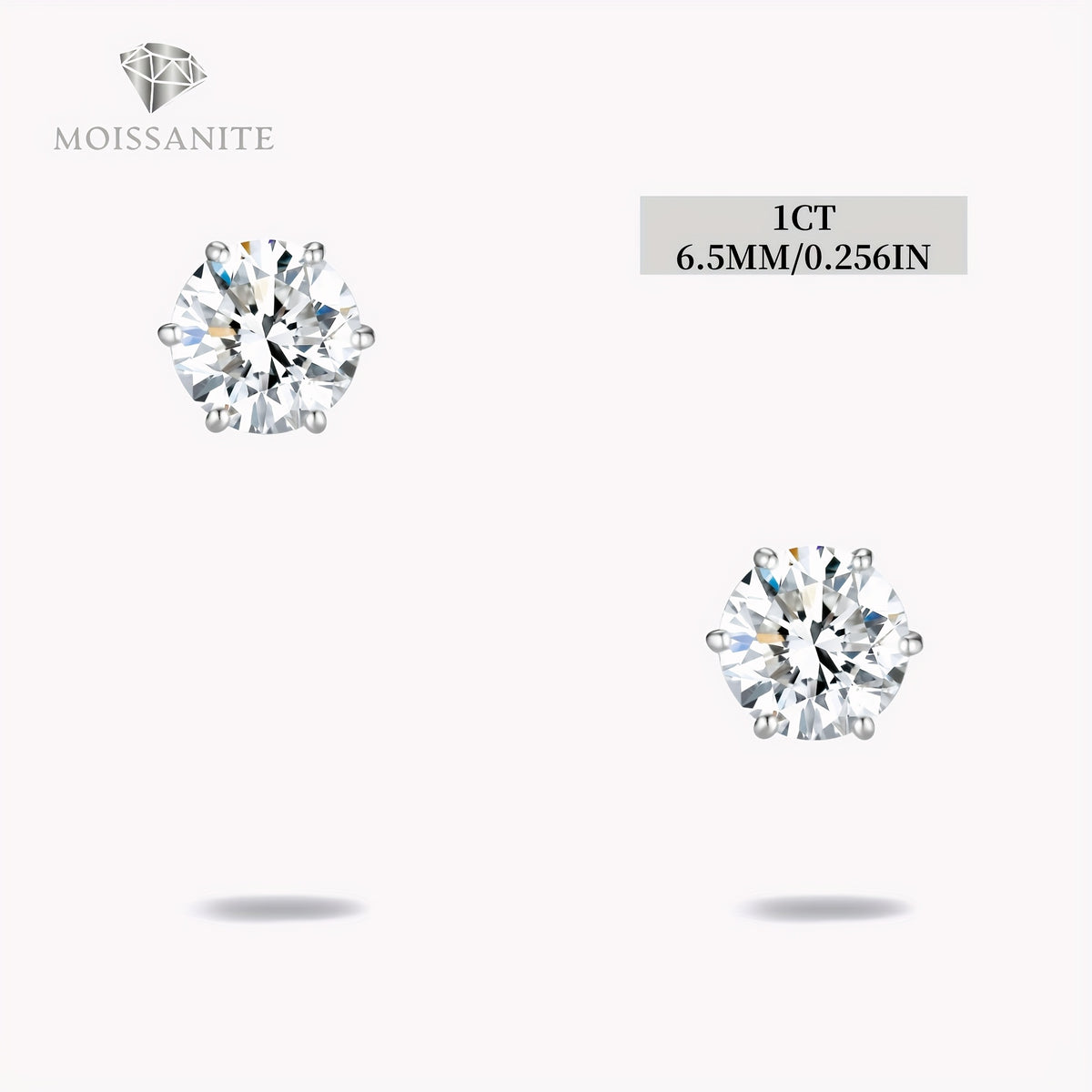 Stud Earrings for Women - Moissanite D Color VVS 925 Sterling Silver Brilliant Round Cut, 1CT to 6CT - product detail view 27