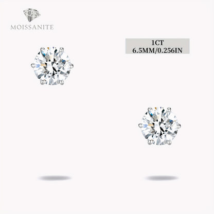 Stud Earrings for Women - Moissanite D Color VVS 925 Sterling Silver Brilliant Round Cut, 1CT to 6CT - product detail view 27
