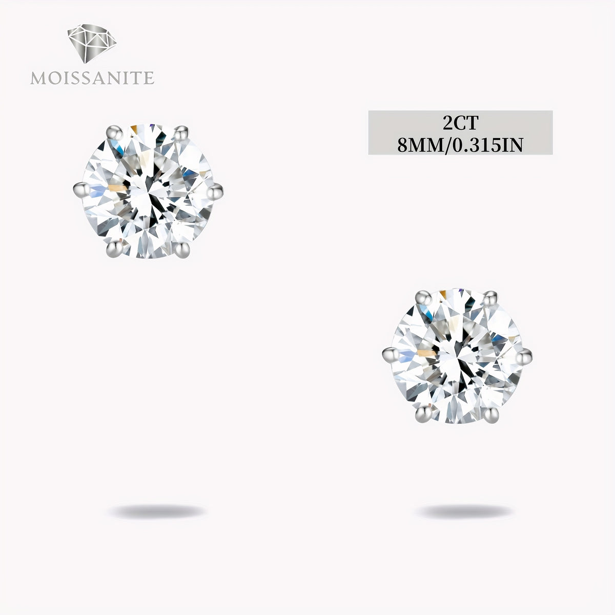 Stud Earrings for Women - Moissanite D Color VVS 925 Sterling Silver Brilliant Round Cut, 1CT to 6CT - product detail view 28