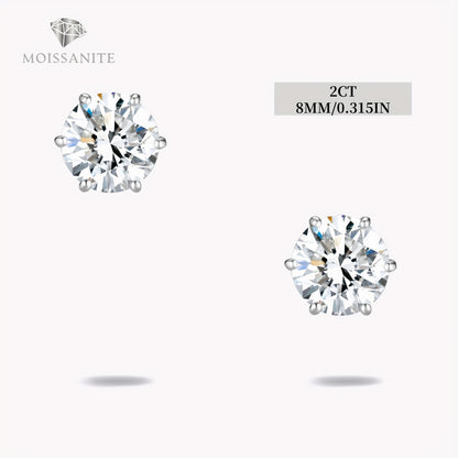 Stud Earrings for Women - Moissanite D Color VVS 925 Sterling Silver Brilliant Round Cut, 1CT to 6CT - product detail view 28